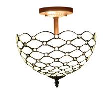 Get 5% in rewards with club o! Byanca 2 Light Off White 12 Inch Tiffany Style Jeweled Ceiling Lamp On Sale Overstock 11512164