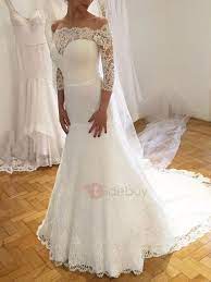 3 4 Length Sleeves Lace Off The Shoulder Wedding Dress Long Wedding Dresses Wedding Dresses Wedding Dresses Lace