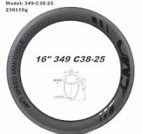 SMC 349-C38-25 16" 349 38MM Deep 25mm Wide Carbon Fiber Rim ...