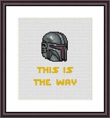 Funny Cross Stitch Pdf Pattern Sw Mandalorian Helmet This Is Etsy Geek Cross Stitch Cross Stitch Funny Tiny Cross Stitch
