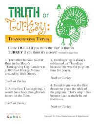 Then you can download and print the pdf. Thanksgiving Truth Or Turkey Trivia