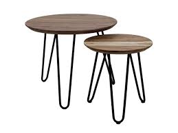 Kunden haben sich ebenfalls angesehen. Swiss Edge Runder Tisch 2er Set O60 Akazienholz Eisen Couchtische Beistelltische Henk Schram Meubelen