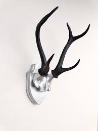 5 out of 5 stars. Large Faux Taxidermy Deer Antler Mount Silver Plaque With Black Deer Antlers Animal Friendly Wa Antler Mount Deer Antlers Taxidermy Deer