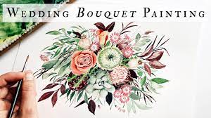 How do you find out what kind (and colors) of flowers are in season during your wedding month? Wedding Bouquet Painting Process How I Paint Floral Arrangement Commissions Real Time Painting Youtube