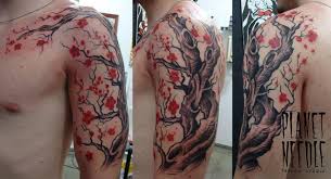 Cherry Blossom Arm Tattoo By Diegomontrazio Tree Tattoo Men Bonsai Tree Tattoos Tree Tattoo Chest