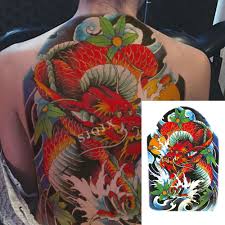 Lihat ide lainnya tentang tato, gambar, ide tato. Full Back Large Temporary Tattoo Stickers Koi Skull Watercolor Body Tattoos Dragon Snake Big Tattoo On Back For Women Temporary Tattoos Aliexpress