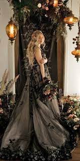 24 Black Wedding Dresses With Edgy Elegance Black Wedding Dresses Black Lace Wedding Dress Black Wedding Gowns