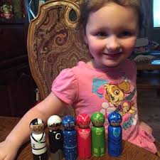 6 Pack of PJ Masks Toy Characters. Gecko, Owlette, Catboy, Romeo, Luna Girl  & Night Ninja Handpainted Peg Toys