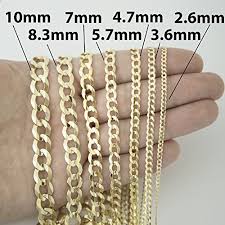 Unisex Solid 10k Yellow Gold Comfort Cuban Curb Chain Necklace