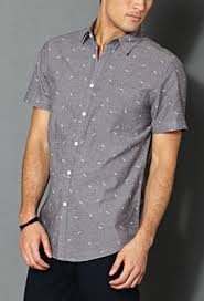 Bird Print Chambray Shirt Printed Shirts Chambray Shirt Fashion