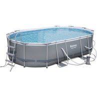 Bestway Power Steel 18 X 9 X 48 Rectangular Frame Swimming Pool Set With Pump Ladder And Cover Walmart Com Oval Pool Swimming Pools Oval Above Ground Pools