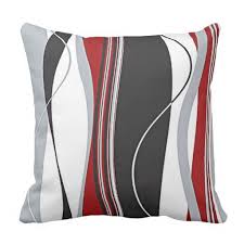 Wavy Vertical Stripes Red Black White Grey Throw Pillow Zazzle Com Grey Throw Pillows Living Room Red Red Throw Pillows
