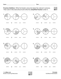 Add The Fractions And Color The Correct Amount Simplify The Sum Addition Of Fractions Fractions Subtracting Fractions