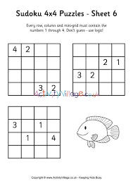 Print free 4x4 sudoku puzzles, in pdf or html, 16 per page and according to 2 difficulty levels: Sudoku 4x4 Puzzle 6