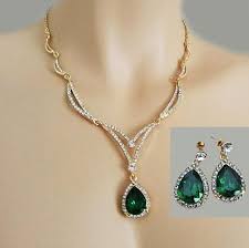 Green Rhinestone Necklace Emerald Jewelry Set Green Bridal Jewelry Green Bridesm Bridesmaid Jewelry Sets Diamond Wedding Jewelry Wedding Jewellery Necklace