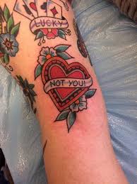 Fresh Traditional Heart And Banner Done By Ben Matheny At Grinn And Barrett Omaha Ne Traditional Heart Tattoos Heart Tattoo Traditional Tattoo