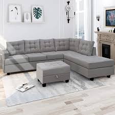 Amazon Com Harper Bright Designs 3 Piece Sectional Sofa With Chaise Lounge Sto In 2020 Sectional Sofa With Chaise Living Room Furniture Sofas Ottoman In Living Room