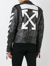 Off White Arrow Print Biker Jacket Biker Jacket Jackets Biker