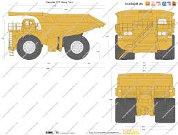 Vector Drawing Caterpillar 797f Mining Truck Trucks Blueprints Vector Drawing