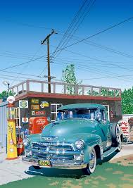 car graphic 54chevy 車 絵 ガソリンスタンド 車の絵
