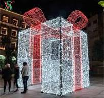 China Factory Light up 3D Giant Present Motif Light for Christmas Outdoor Street Shopping Center Decoration