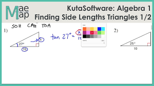 How to find the missing side of a right triangle given an angle and side using trigonometry, explores basic examples. Kutasoftware Algebra 1 Using Trigonometry To Find Side Length Part 1 Youtube