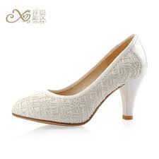 2013 Korean White Lace Closed Toe Wedding Shoes For Bride 2 3 4 Inches Heel Pumps Might Be Perfect Bride Shoes White Lace Heels Lace Heels