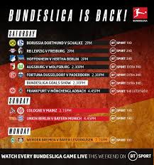 This is the page for the relegation bundesliga, with an overview of fixtures, tables, dates, squads, market values, statistics and history. Bundesliga Tv Schedule How To Watch All Of The Bundesliga From This Weekend Football Sport Express Co Uk