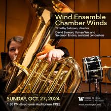 Strike up the band! UW Bands (Timothy Salzman, director) kicks off its  2024-25 season THIS SUNDAY, 10/27, 1:30 pm, Brechemin Auditorium, with  members of the UW Wind Ensemble performing works by Paul