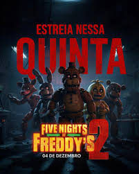 É oficial: Five Nights at Freddy's 2 estreia nesta quinta! 🔥 Os  animatrônicos invadem as telonas e você não pode ficar de fora desse terror  épico! Garanta agora mesmo seu ingresso e