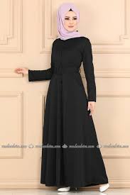 Modaselvim Elbise Onden Dugmeli Kemerli Elbise Ferace Kprs6845 Siyah Basortusu Modasi The Dress Moda Stilleri