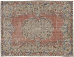 Grau, beige, blau, rot, pink. Vintage Teppich 297 X 174