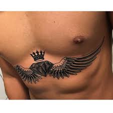 Underboobtattoo For Him Hope You Like It Diamondtattoo Wingstattoo Crowntattoo Traditionalt Chest Piece Tattoos Cool Chest Tattoos Small Chest Tattoos