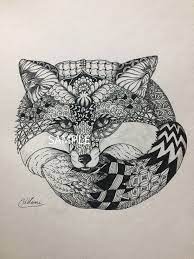 こんな時間ですが fox出来ました o o ゼンタングル fox キツネ ゼンタングル イラスト キツネ