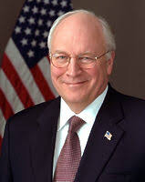 Richard Bruce 'Dick' Cheney (born 1941) served as the 46th Vice-President  of the United States 2001-2009 under George W Bush. Head-and-shoulders  portrait with stars-and-st