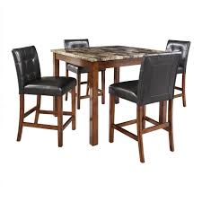 Available in a range of sizes, our kitchen and dining room tables can seat as few or as many as you like—from the cozy table tucked in the corner of your kitchen to the extension table with leaf that easily seats up to ten guests. Dorel Living Laurel Transitional 5 Piece Black And Brown Counter Height Dining Set With Faux Marble Table Top Fa7241 The Home Depot