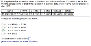 solved fit a regression line to the data shown in the cha