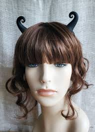 Black Curly Devil Horns Costume Accessory
