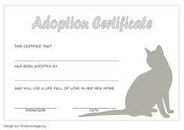 Preview of $5 customizable version: 13 Cat Adoption Certificate Templates Free Ideas Adoption Certificate Cat Adoption Certificate Templates