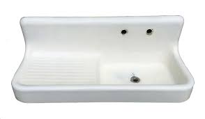 The Period Bath Supply Company A Division Of Historic Houseparts Inc Antique Kitchen Utility Sinks Antique Standard Cast Iron Farmhouse Kitchen Sink With Backsplash And Left Drainboard