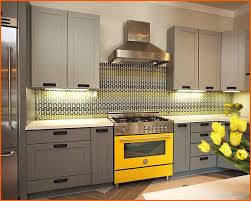 trendy grey and yellow kitchen decor