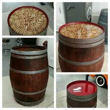 Wine Barrel Table With Corks Floated In Epoxy Wine Barrel Table Barrel Table Mosaic Outdoor Table