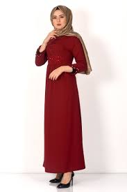 Incili Tesettur Elbise Tsd9906 Bordo 2020 Elbise The Dress Elbise Modelleri