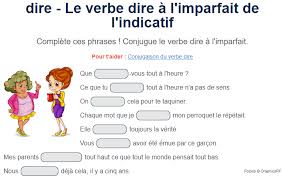 Tu peux aussi te tester dans. Exercice De Conjugaison Le Verbe Dire A L Imparfait Exercices Conjugaison Exercice De Francais Cm1 Verbe