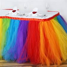 17ft Tantalizing 8 Layer Tulle Table Skirt Rainbow Tulle Table Skirt Tulle Table Table Skirt