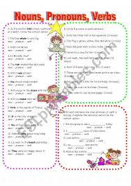 A different pronoun is required depending on two elements: Nouns Pronouns And Verbs Esl Worksheet By Anna P