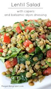 Lentil Salad With Capers Balsamic Dressing The Garden Grazer Recipe Lentil Recipes Whole Food Recipes Food