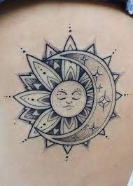 50 Meaningful And Beautiful Sun And Moon Tattoos Kickass Things Moon Tattoo Tattoos Henna Tattoo Back