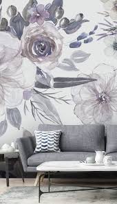 Purple Flowers Purple Wallpaper Living Room Floral Wallpaper Bedroom Purple Wallpaper