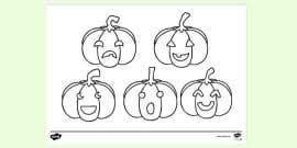 Five little pumpkins sitting on a gate. Colouring Page Of A Halloween Pumpkin Primary Resource